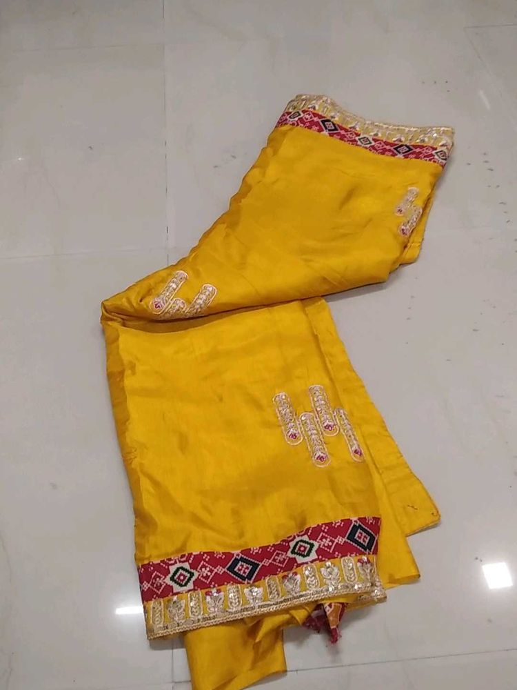Yellow Embroidered Dress Material
