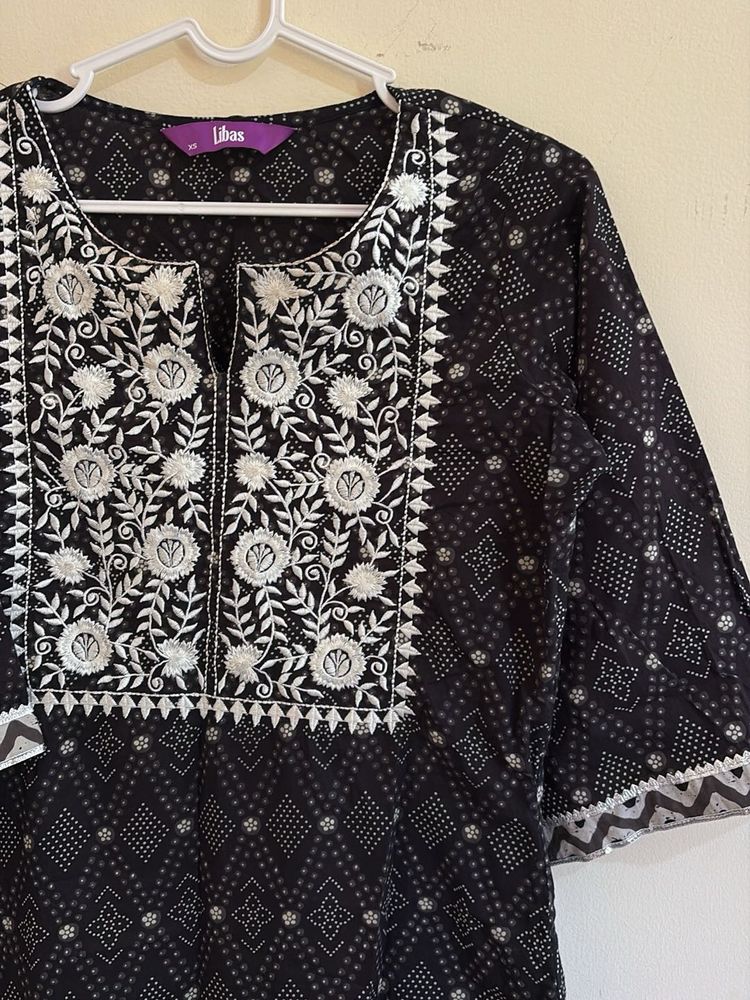 Libas Embroidered Black Kurta
