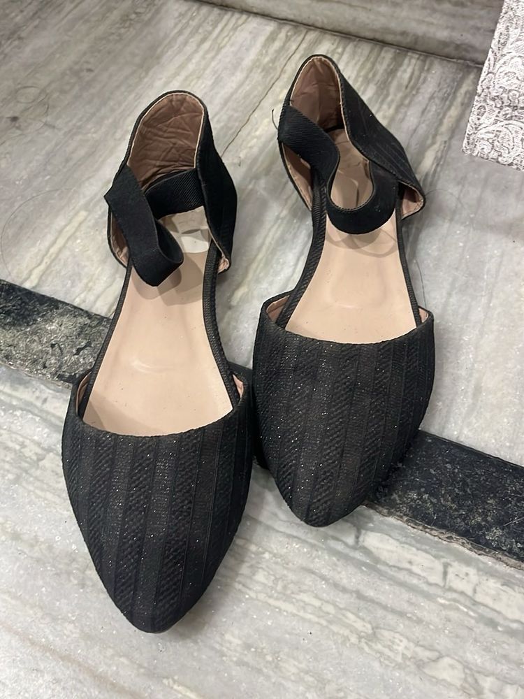 Black Glitter Flats