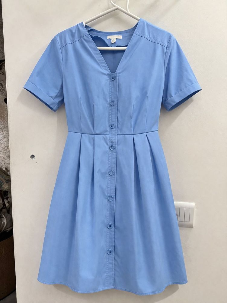 H&amp;M Light Blue Button-Up Dress