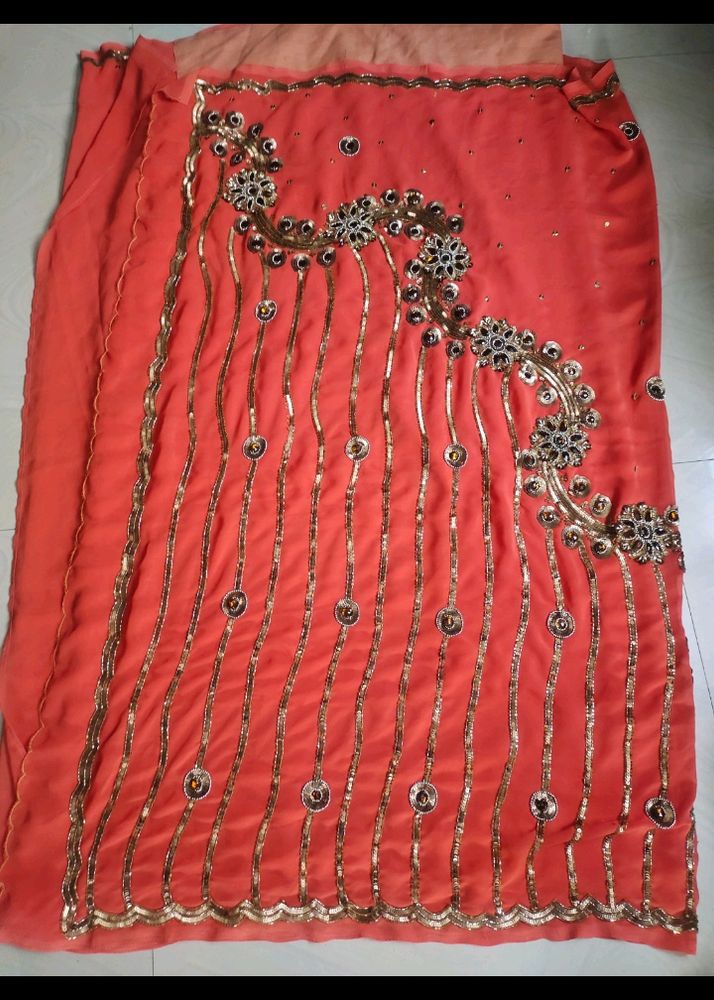 Beautiful Maggam Work Saree With Blouse