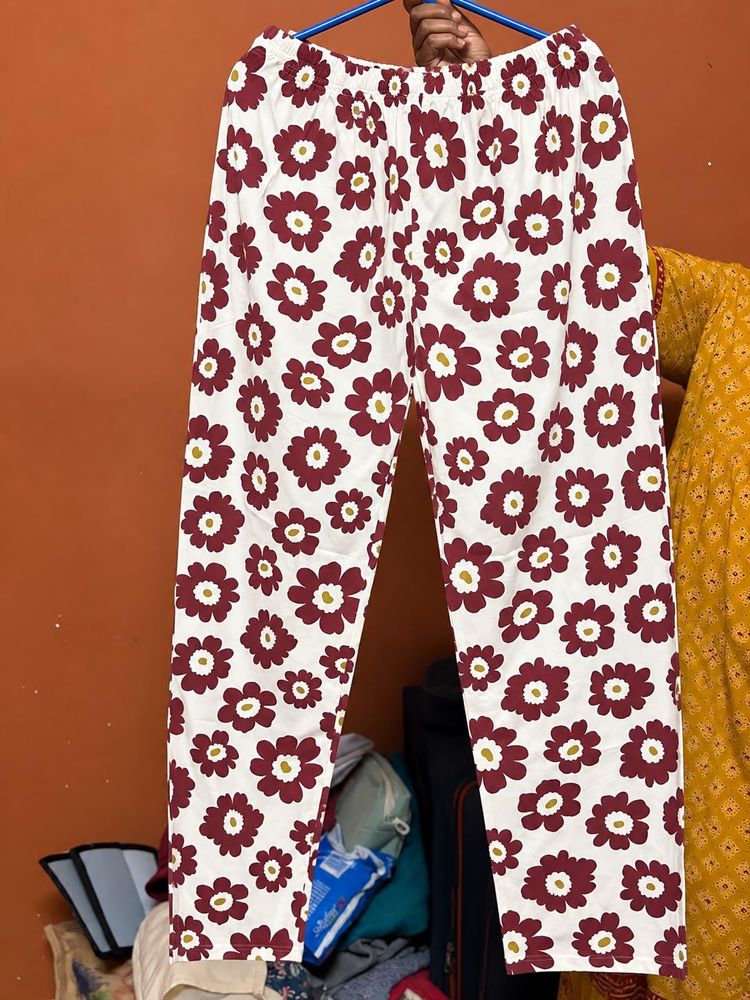 White Floral Print Pants
