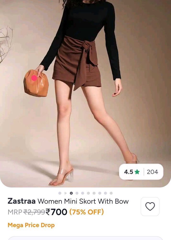 ZASTRAA Stylish Brown Wrap Skirt