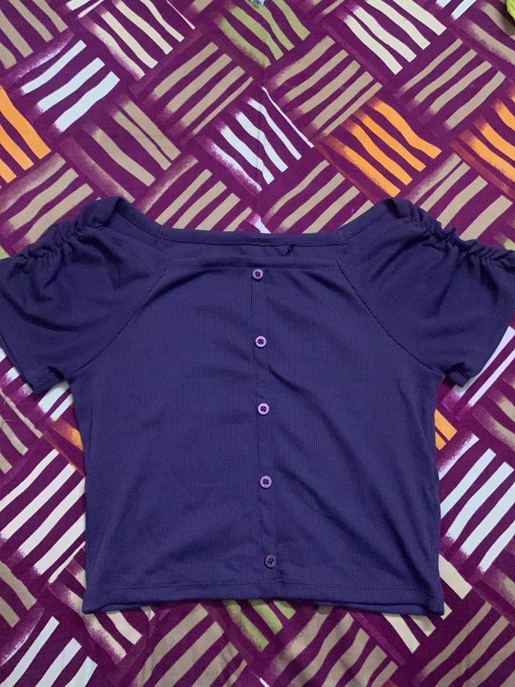 Cute Purple Button-Up Top