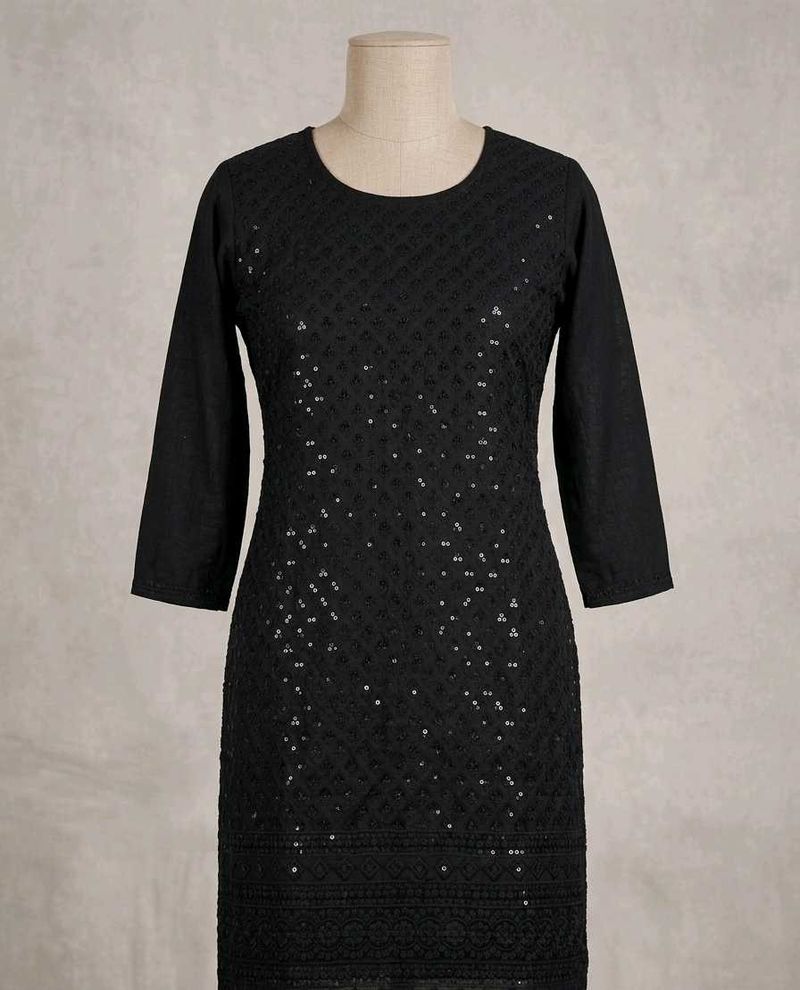 Elegant Black Sequined Kurta