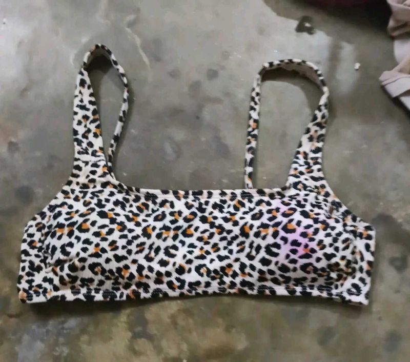 Leopard Print Bikini Top