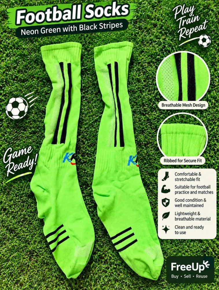 Neon Green &amp; Black Football Socks ⚽💚