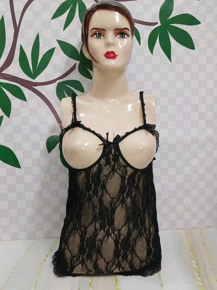 (700)Black Lace Lingerie Top