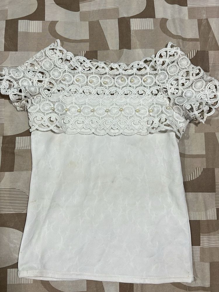 Elegant White Lace Off-Shoulder Top