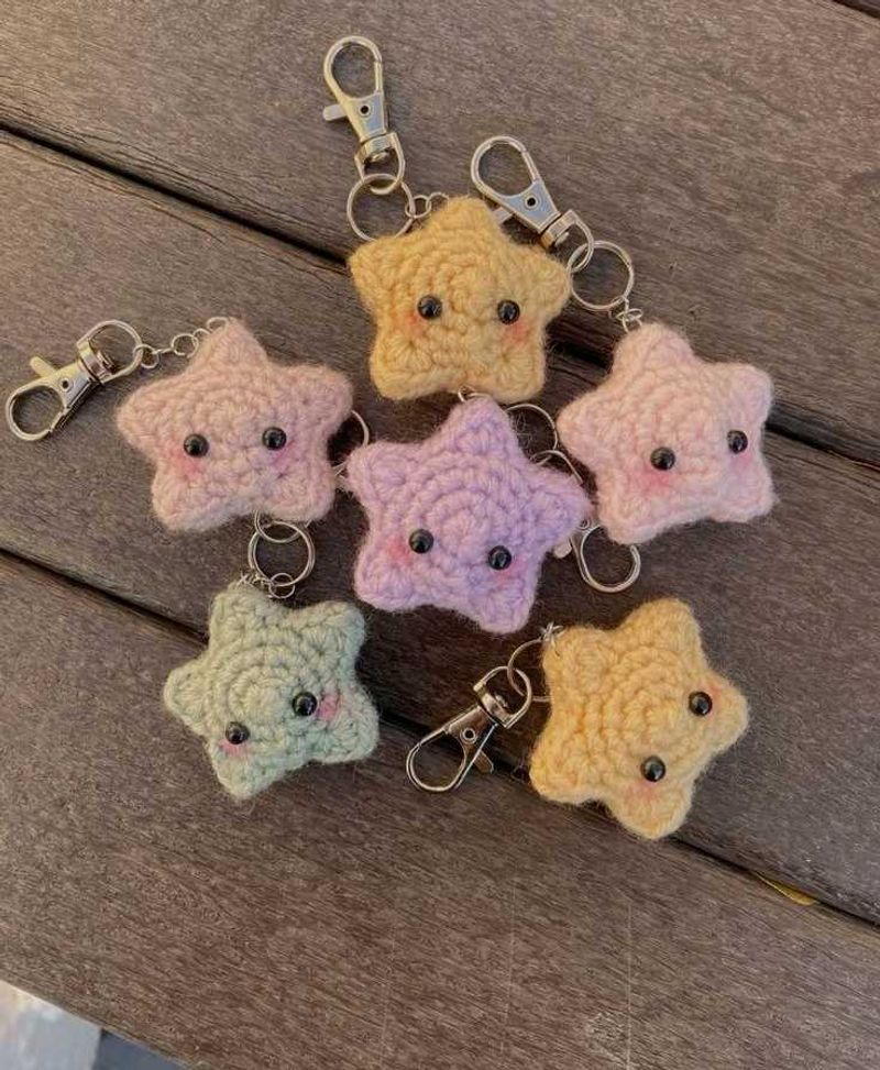 Cute Crochet Star Keychain