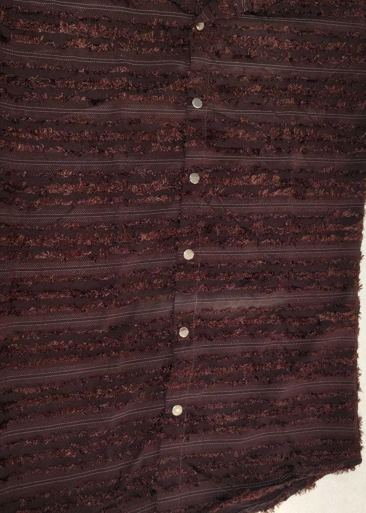 Men's Textured Striped Button-Up Shirt