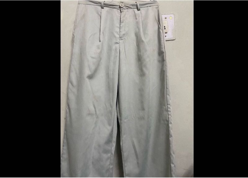SAVANA Light Gray Wide Leg Trousers