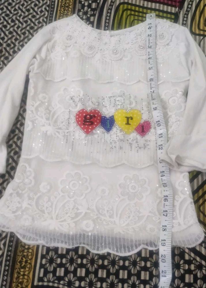Cute White Layered Girls Top