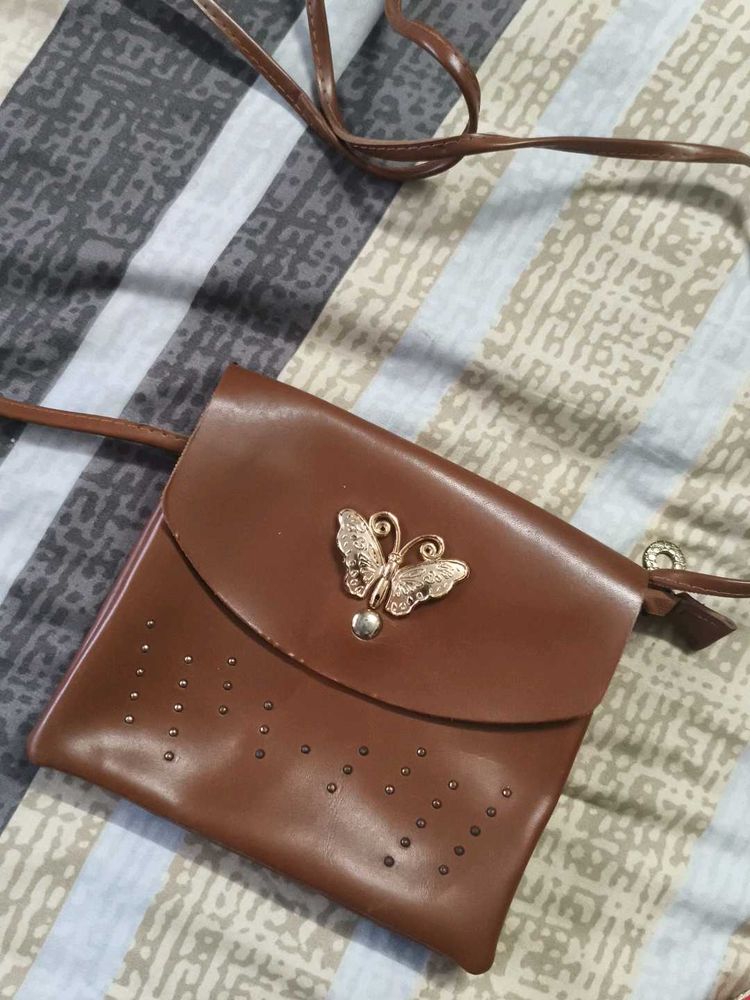 Cute Butterfly Crossbody Brown Sling Bag
