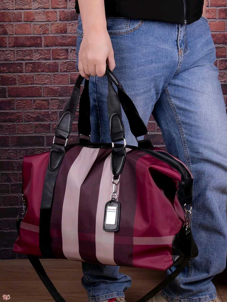 Stylish Striped Travel Duffel Bag