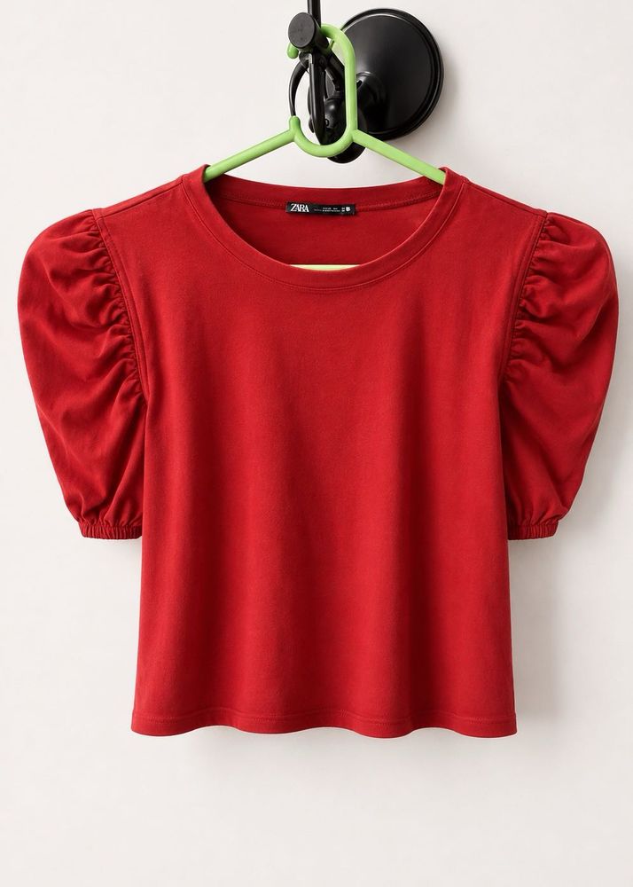 Red Puff Sleeve T-Shirt