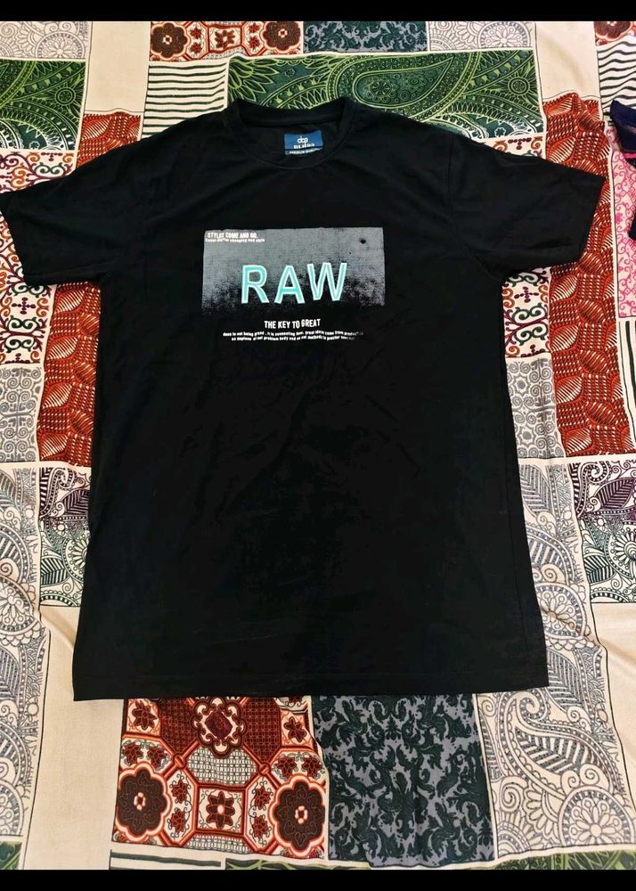 Black "RAW" Graphic T-Shirt
