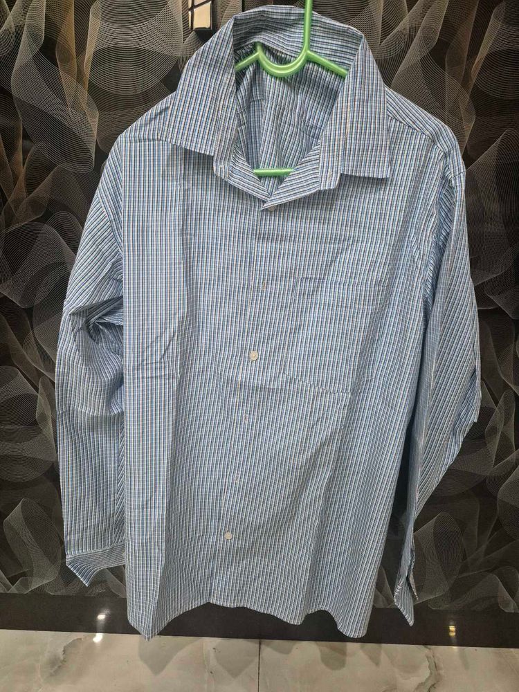Men's Blue Striped Dress Shirt