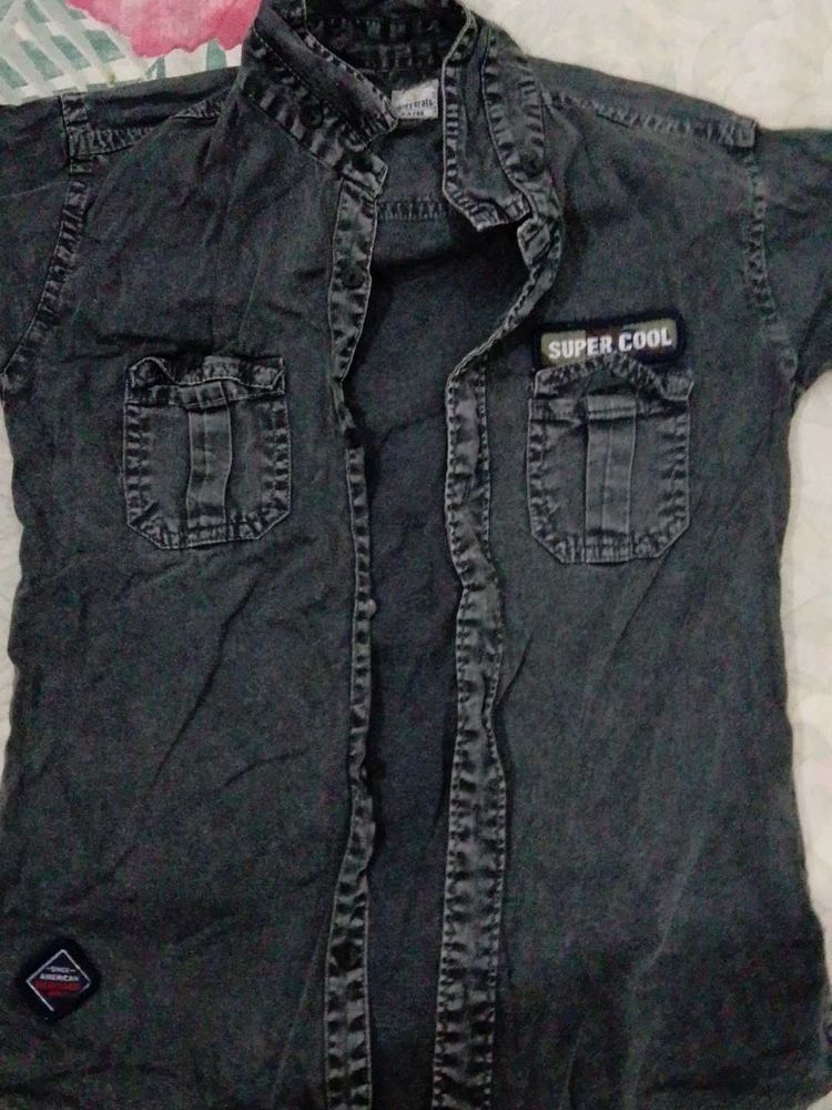Men's "Super Cool" Washed Denim Shirt
