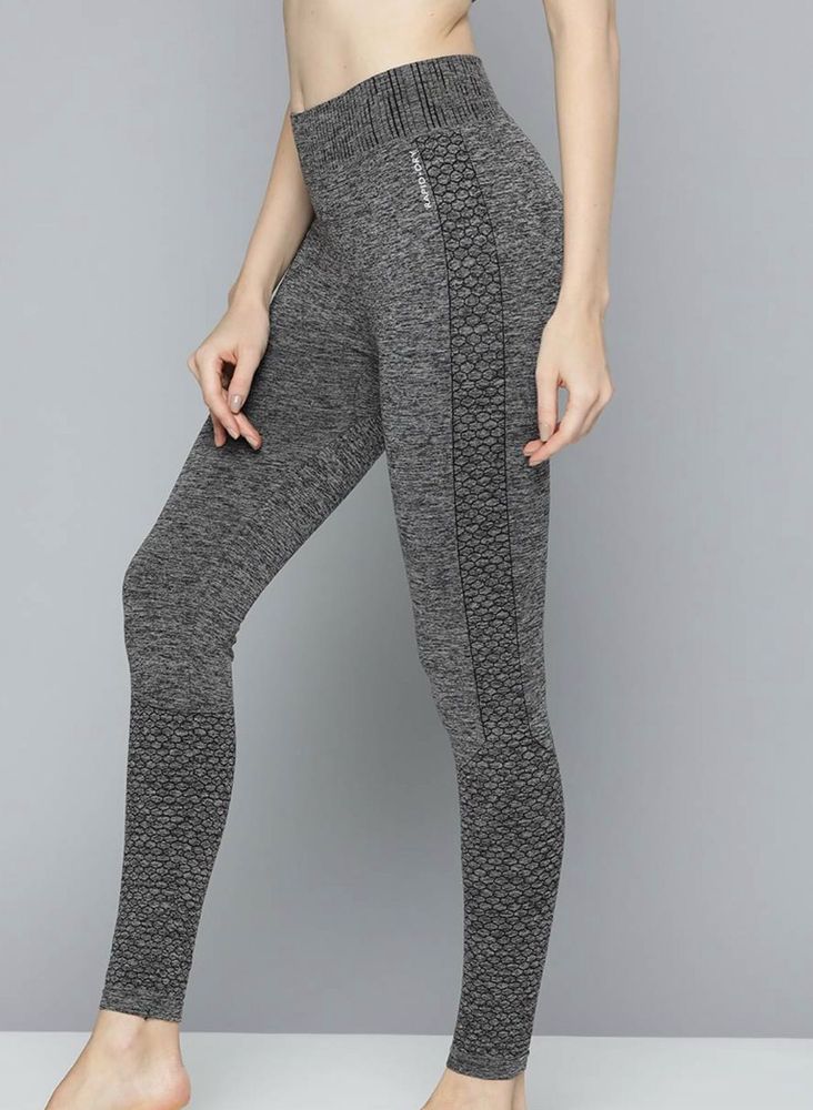 HRX Charcoal Grey Yoga Seamless Solid Tights