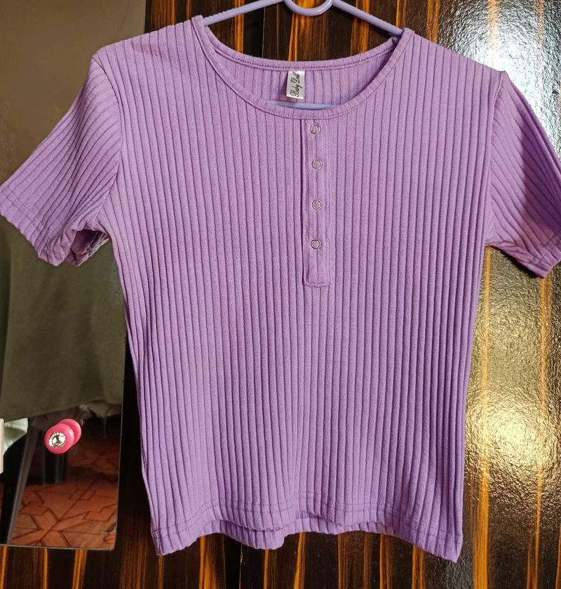 Ribbed Purple Crop Top