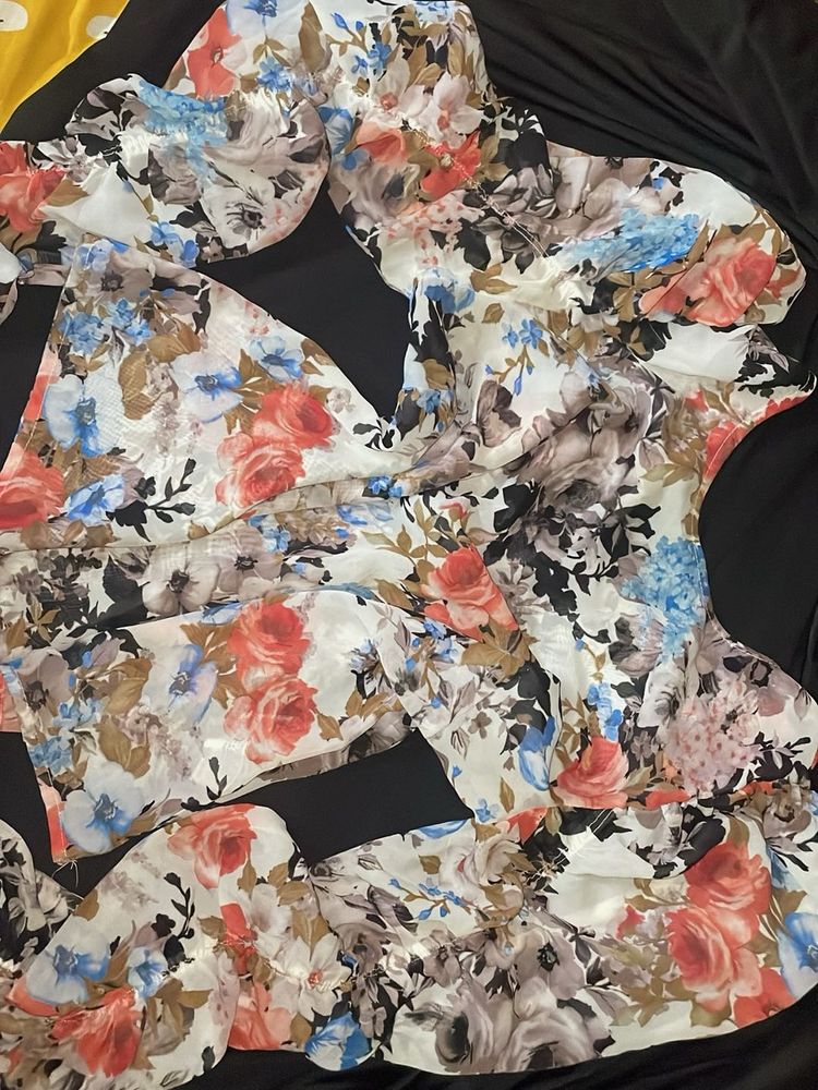 Floral Print Flowy Gown