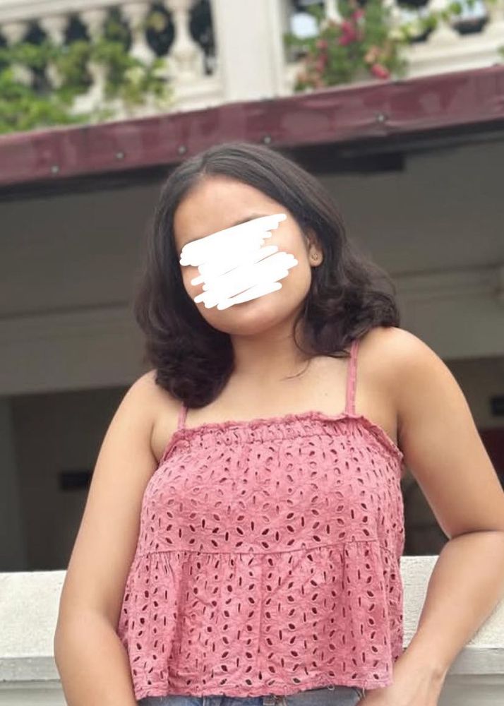 Pink Eyelet Tiered Camisole Top
