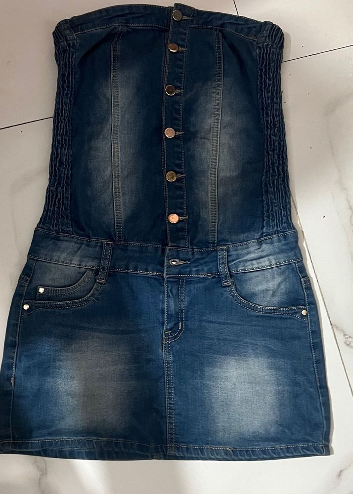 Denim Strapless Dress