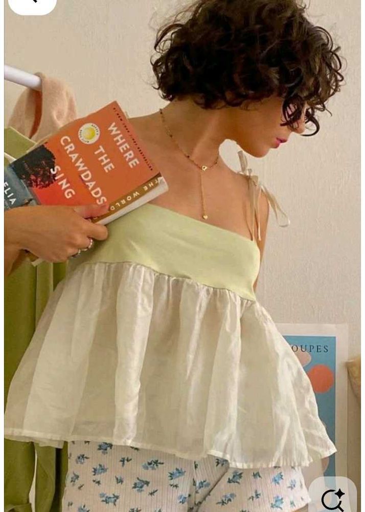 Y2k Cute Ruffle Strap Crop Top