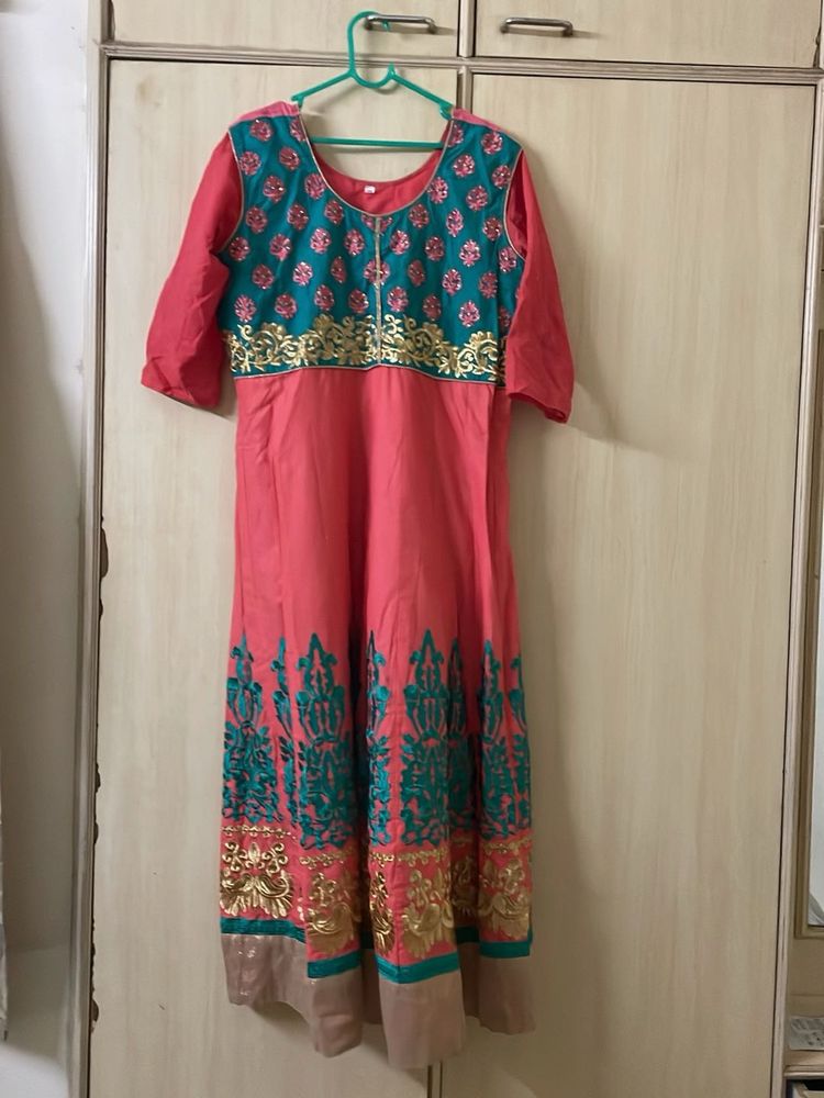 Designer Kurta with Teal and Gold Embellishments