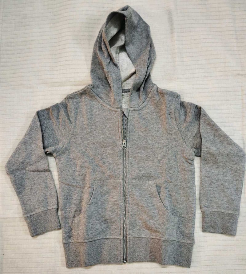 Kids Grey Zip-Up Hoodie