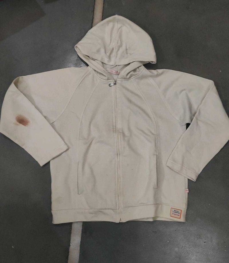 trendy gen-z creme Zip-Up Hoodie