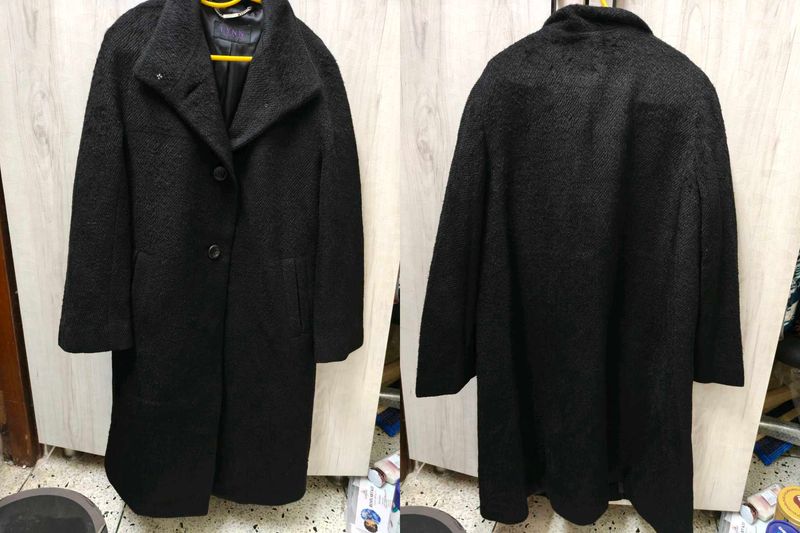 Black Wool Blend Coat