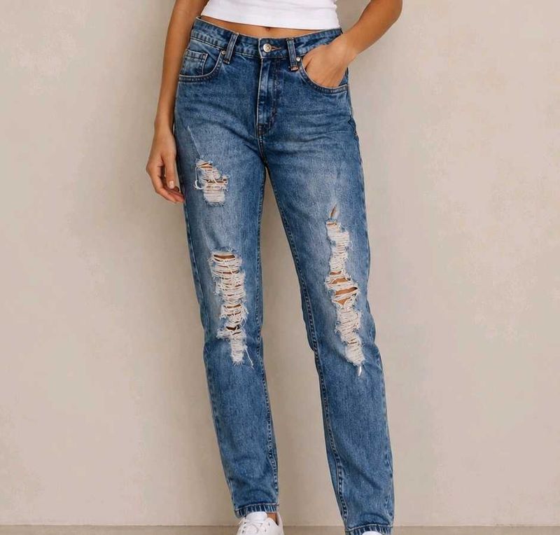 Women's Distressed Blue Jeans