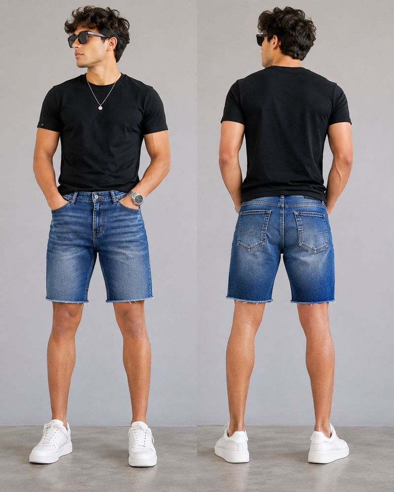 United Colours of Benetton Men's Blue Denim Shorts