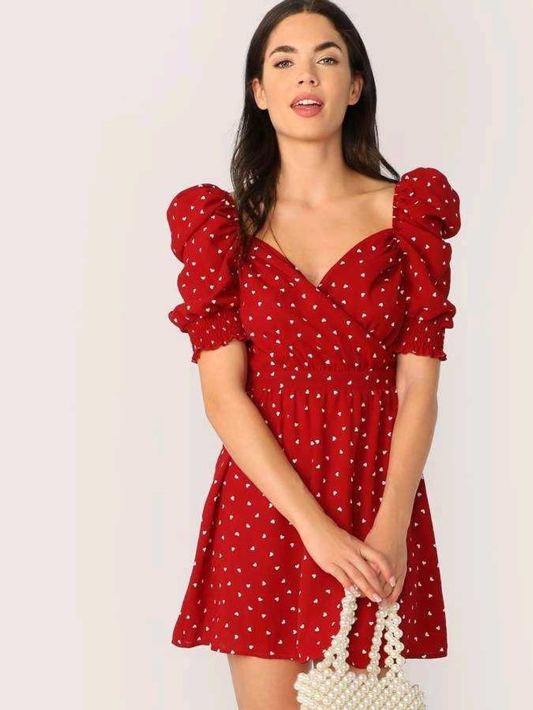 Shein Surpline Doted Print Dress