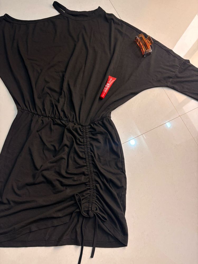 Chic Black Ruched Dress