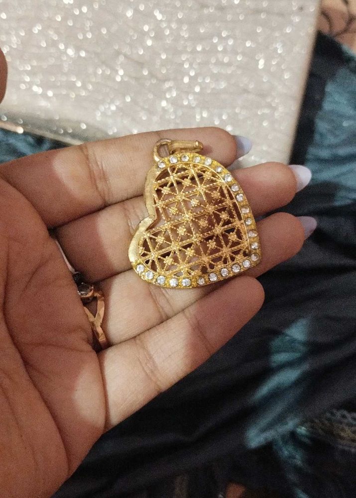 Golden Heart and star Pendant with Stones