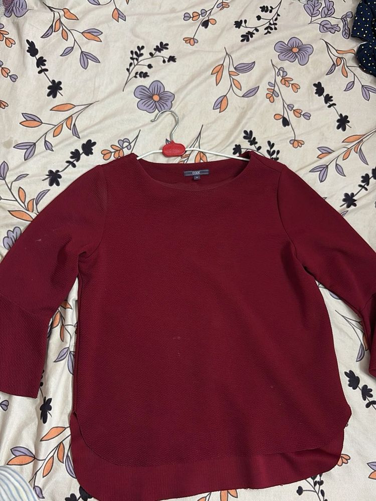 Maroon Bell Sleeve Top