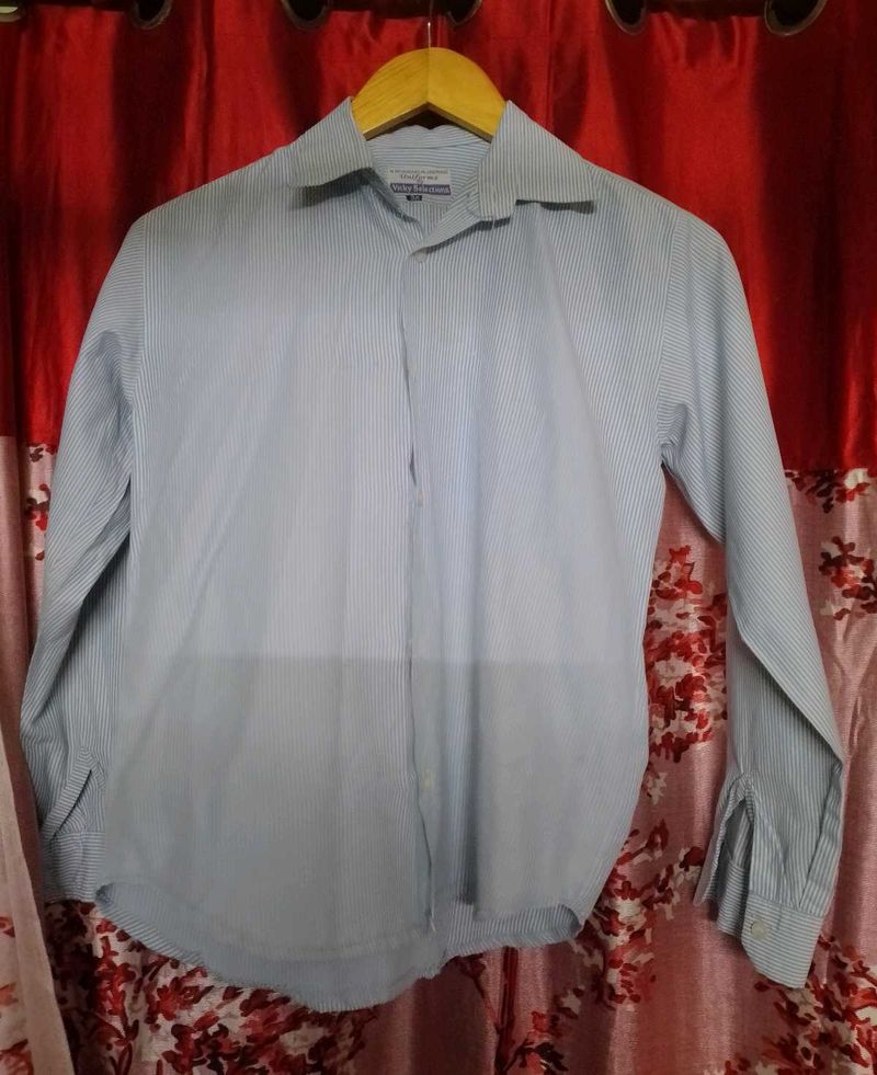 Classic Light Blue Striped Dress Shirt