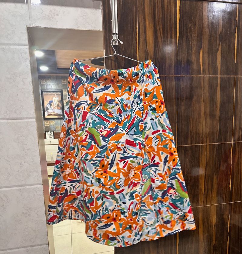 Floral Print Ethnic Skirt With Top