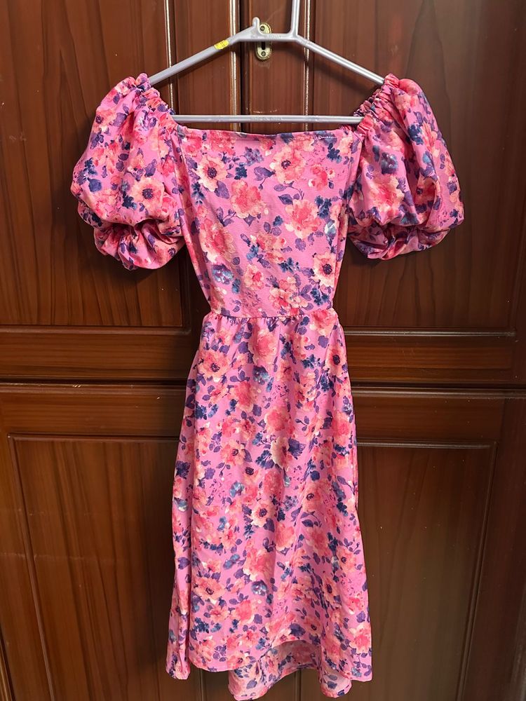 Floral Print Puff Sleeve Dress