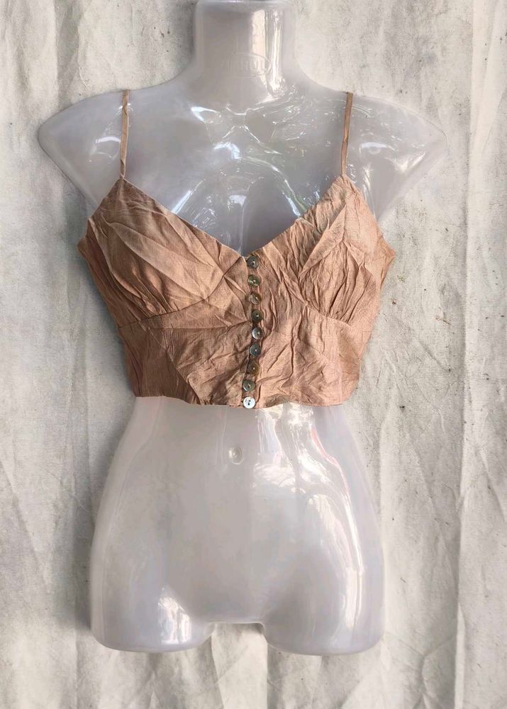 I. Crinkled Cami Top with Button Detail