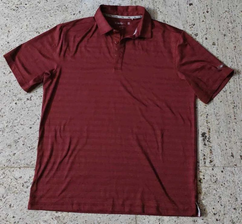Men's Burgundy Striped Polo Shirt