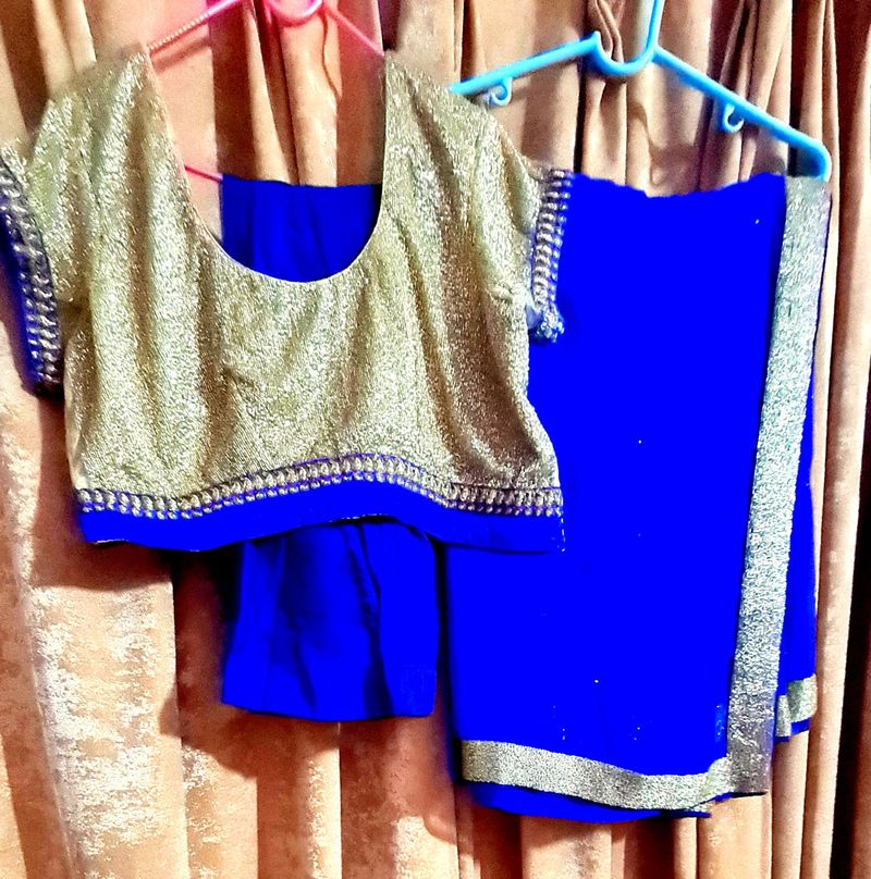 Chiffon Royal blue saree