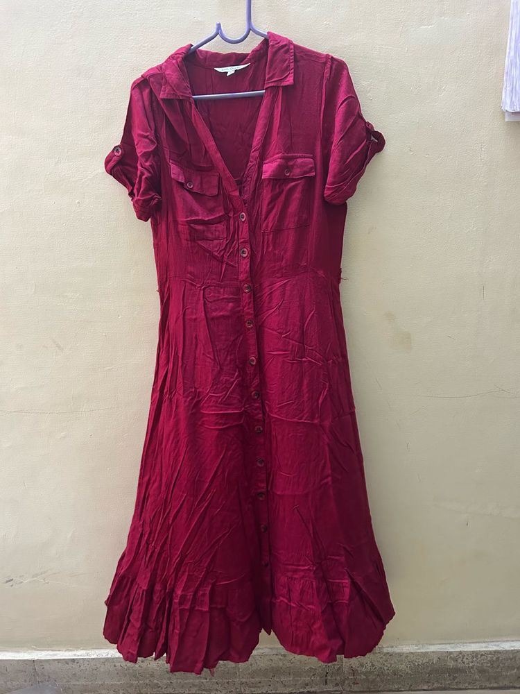 Burgundy Shirt Dress