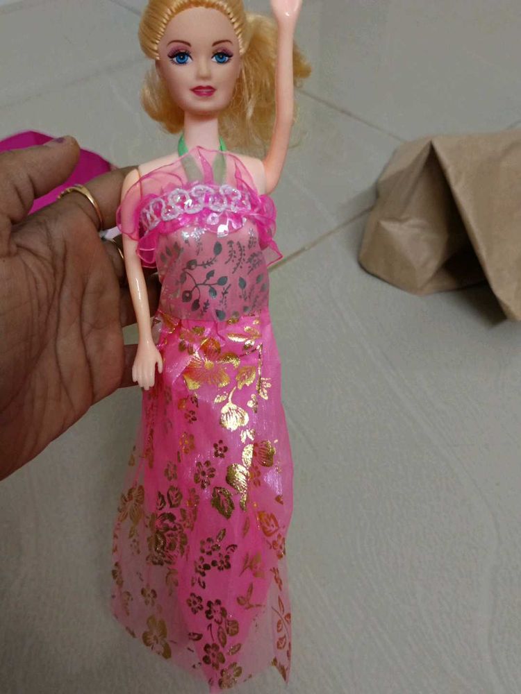 Vintage Barbie Doll - Pink Dress With Baby
