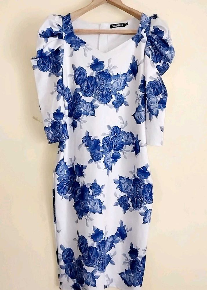 Floral Puff Sleeve Midi Dress