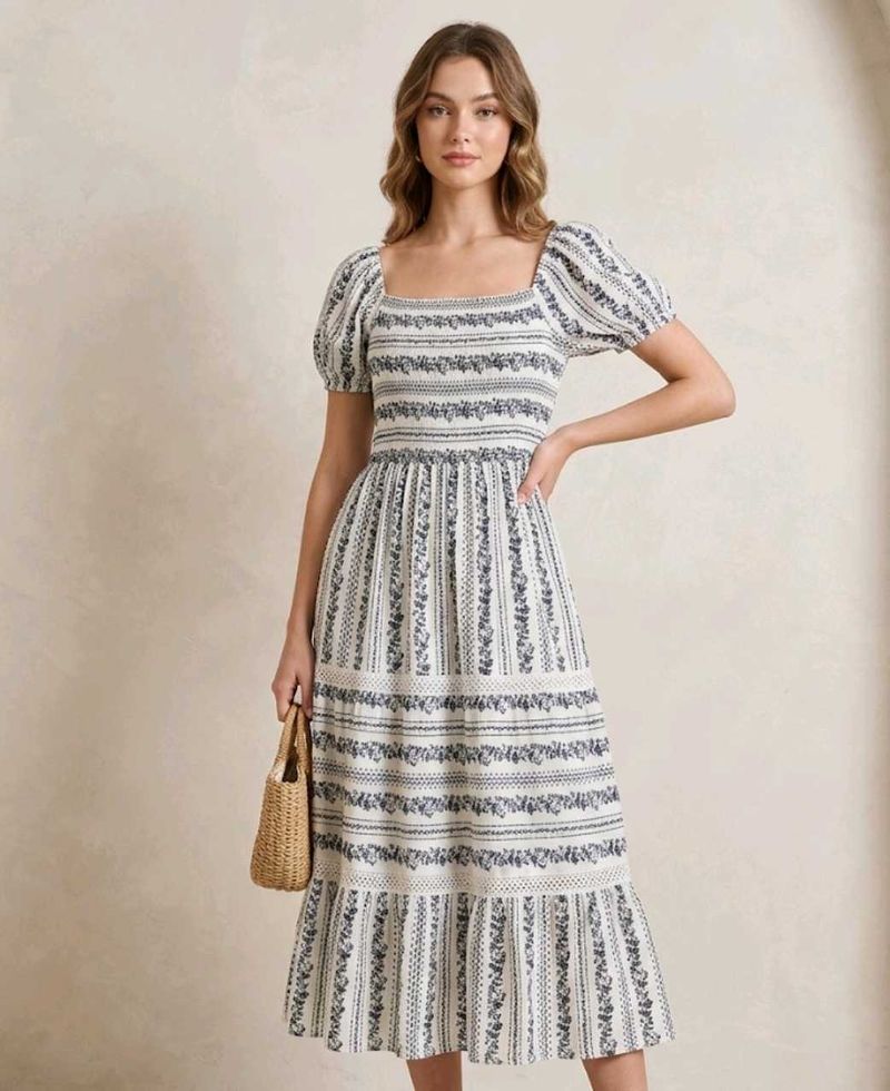 Boho Style Striped Midi Dress