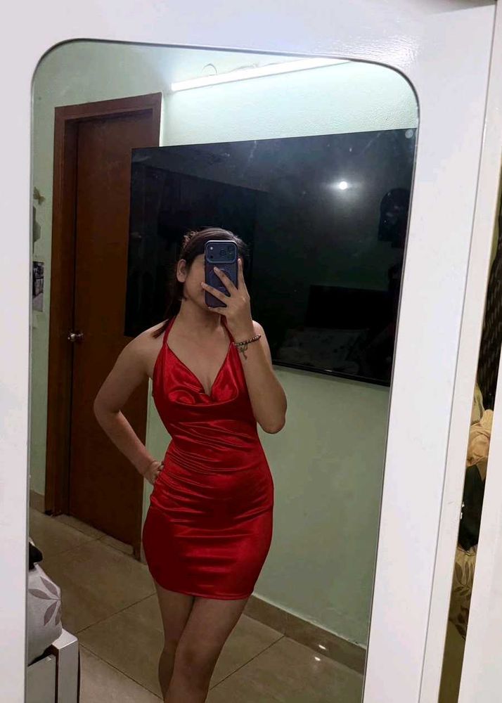 Satin Halterneck Mini Dress